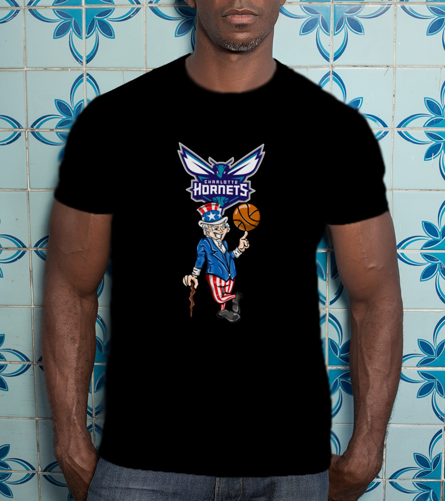 Charlotte Hornets Uncle Sam 4Th July Basketball T-Shirt