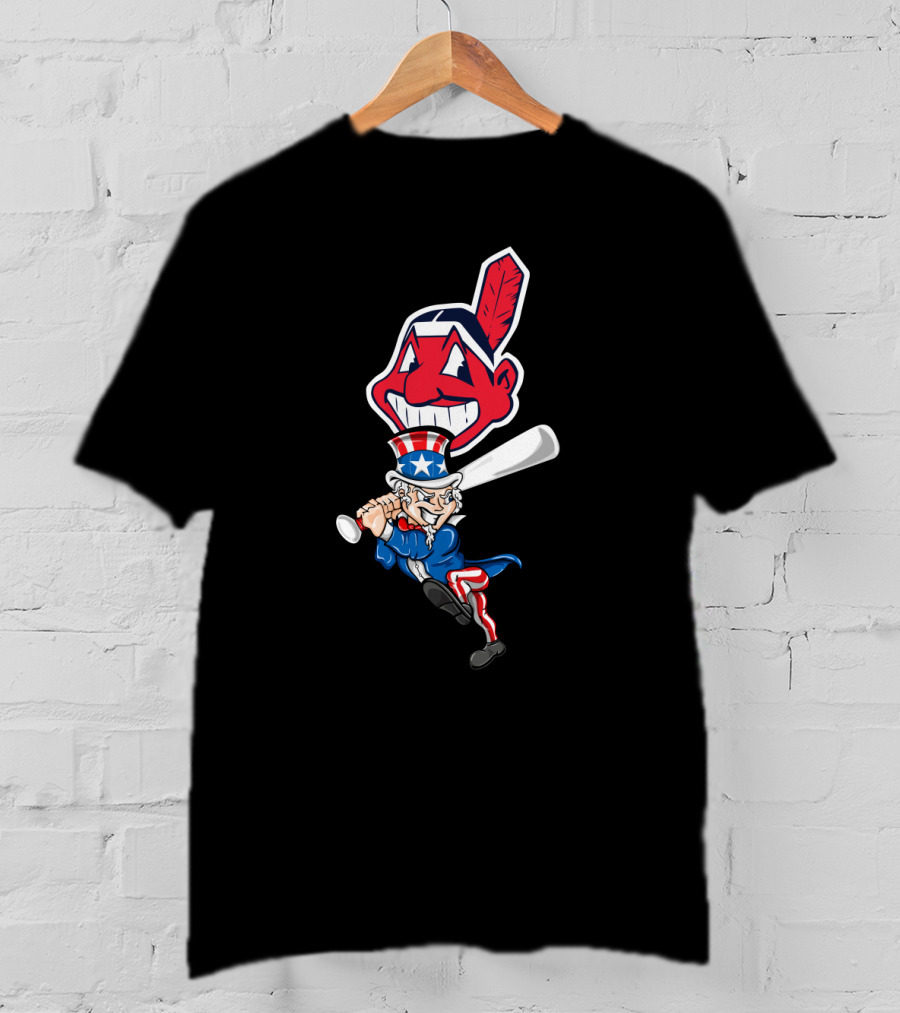 Cleveland Indians 4Th Of July Uncle Sam Baseball Chief Wahoo Logo Patriotic Celebration T-Shirt