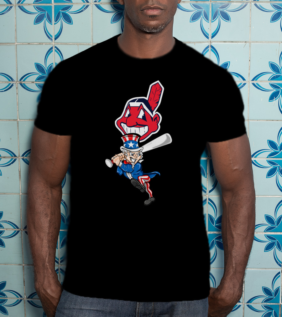 Cleveland Indians 4Th Of July Uncle Sam Baseball Chief Wahoo Logo Patriotic Celebration T-Shirt