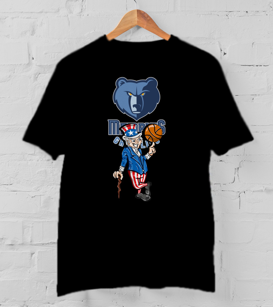 Memphis Grizzlies Uncle Sam 4Th July Bear Basketball Celebration T-Shirt