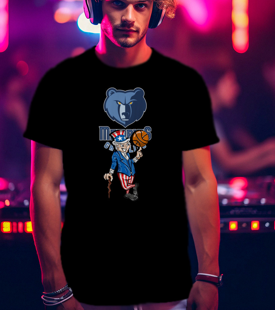 Memphis Grizzlies Uncle Sam 4Th July Bear Basketball Celebration T-Shirt