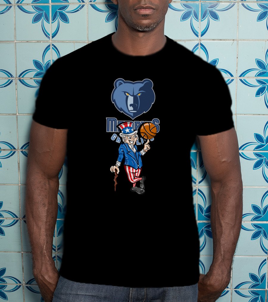 Memphis Grizzlies Uncle Sam 4Th July Bear Basketball Celebration T-Shirt