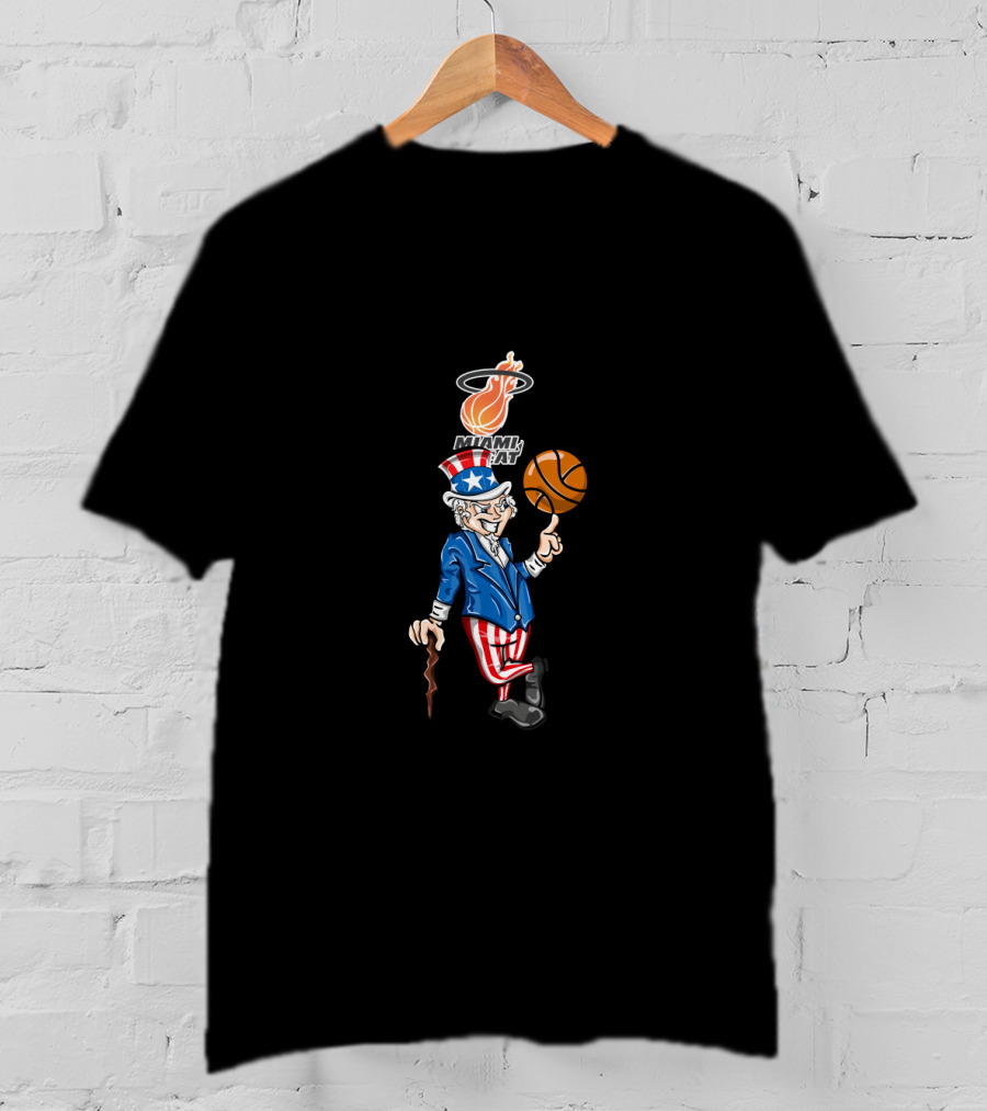 Uncle Sam Miami Heat Basketball Patriotic July 4Th Celebration T-Shirt