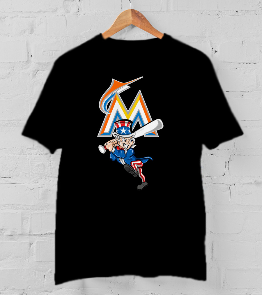 Miami Marlins Uncle Sam Baseball July Fourth Celebration T-Shirt