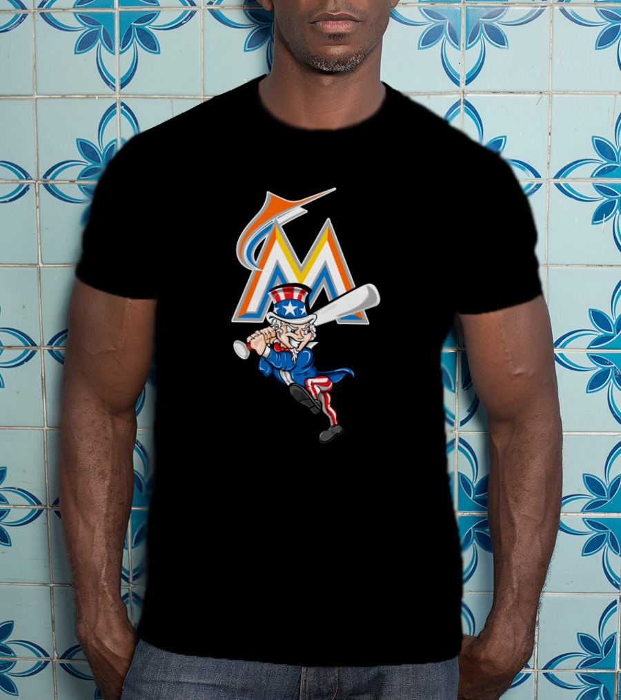 Miami Marlins Uncle Sam Baseball July Fourth Celebration T-Shirt