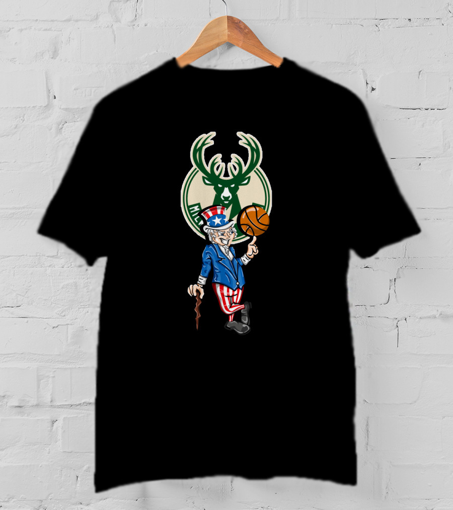 Milwaukee Bucks Uncle Sam Basketball Fourth Of July T-Shirt