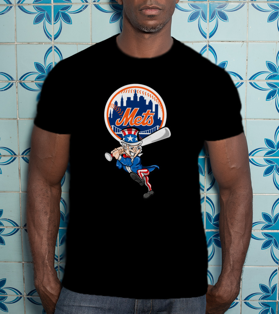 New York Mets Uncle Sam 4Th July Patriotic Baseball Swing T-Shirt