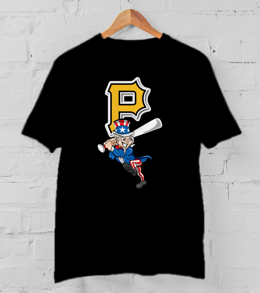 Pittsburgh Pirates Logo Uncle Sam Swinging Bat 4Th Of July Theme T-Shirt