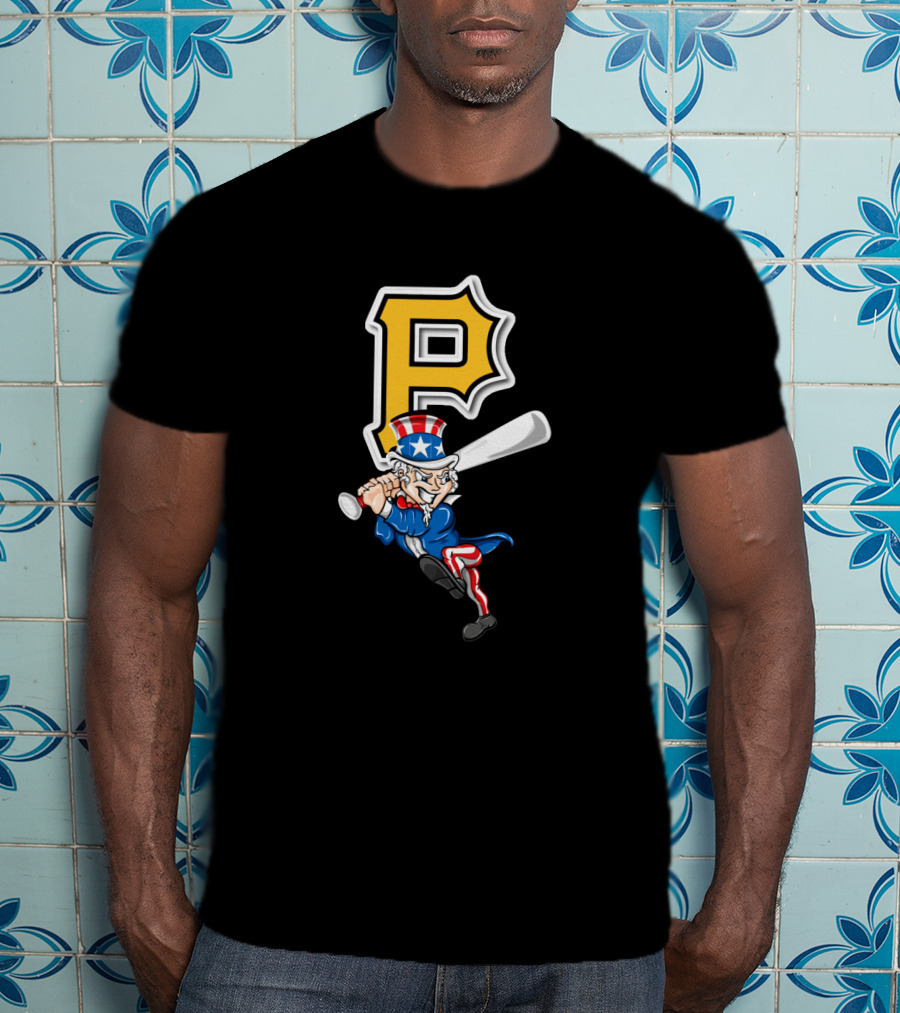 Pittsburgh Pirates Logo Uncle Sam Swinging Bat 4Th Of July Theme T-Shirt