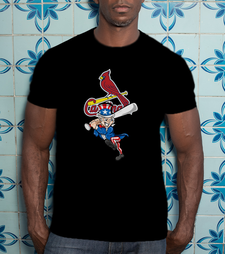 St. Louis Cardinals Uncle Sam 4Th Of July Baseball American Flag Style T-Shirt