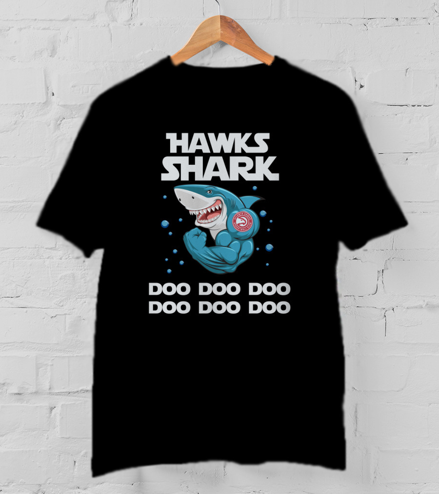 Atlanta Hawks Shark Doo Doo Doo Basketball-Themed Cartoon T-Shirt