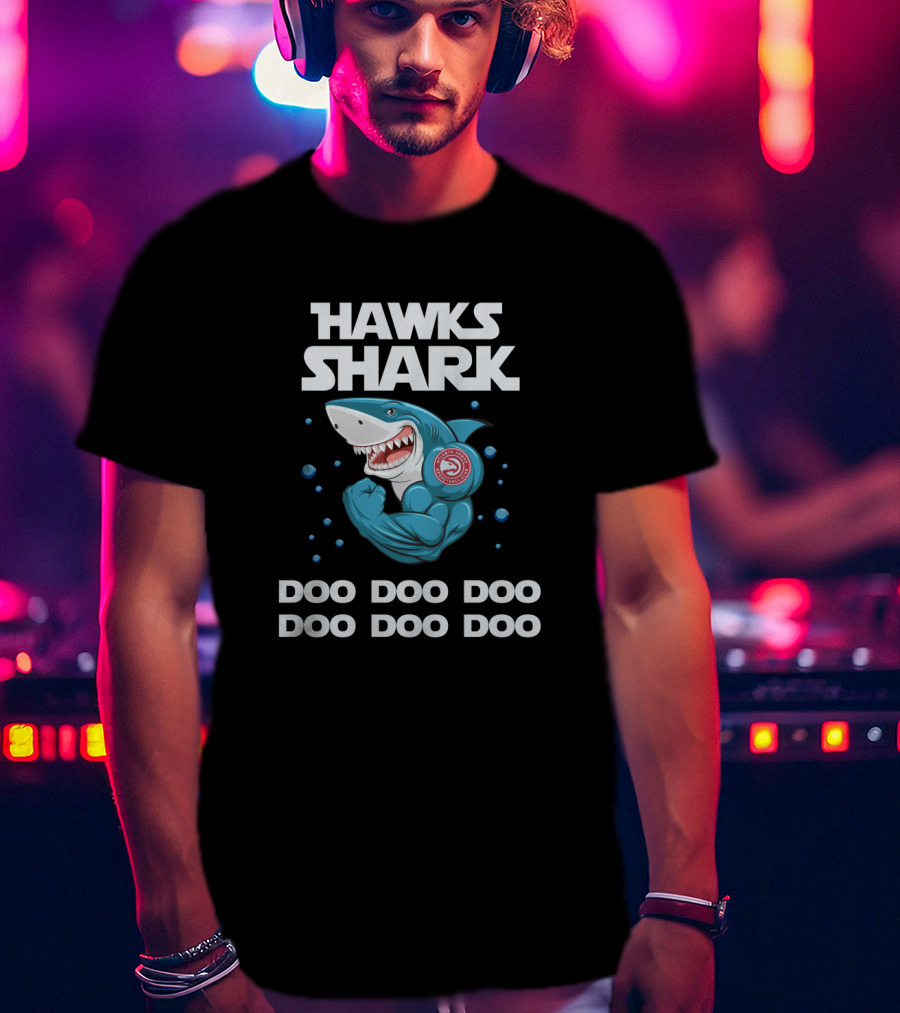Atlanta Hawks Shark Doo Doo Doo Basketball-Themed Cartoon T-Shirt