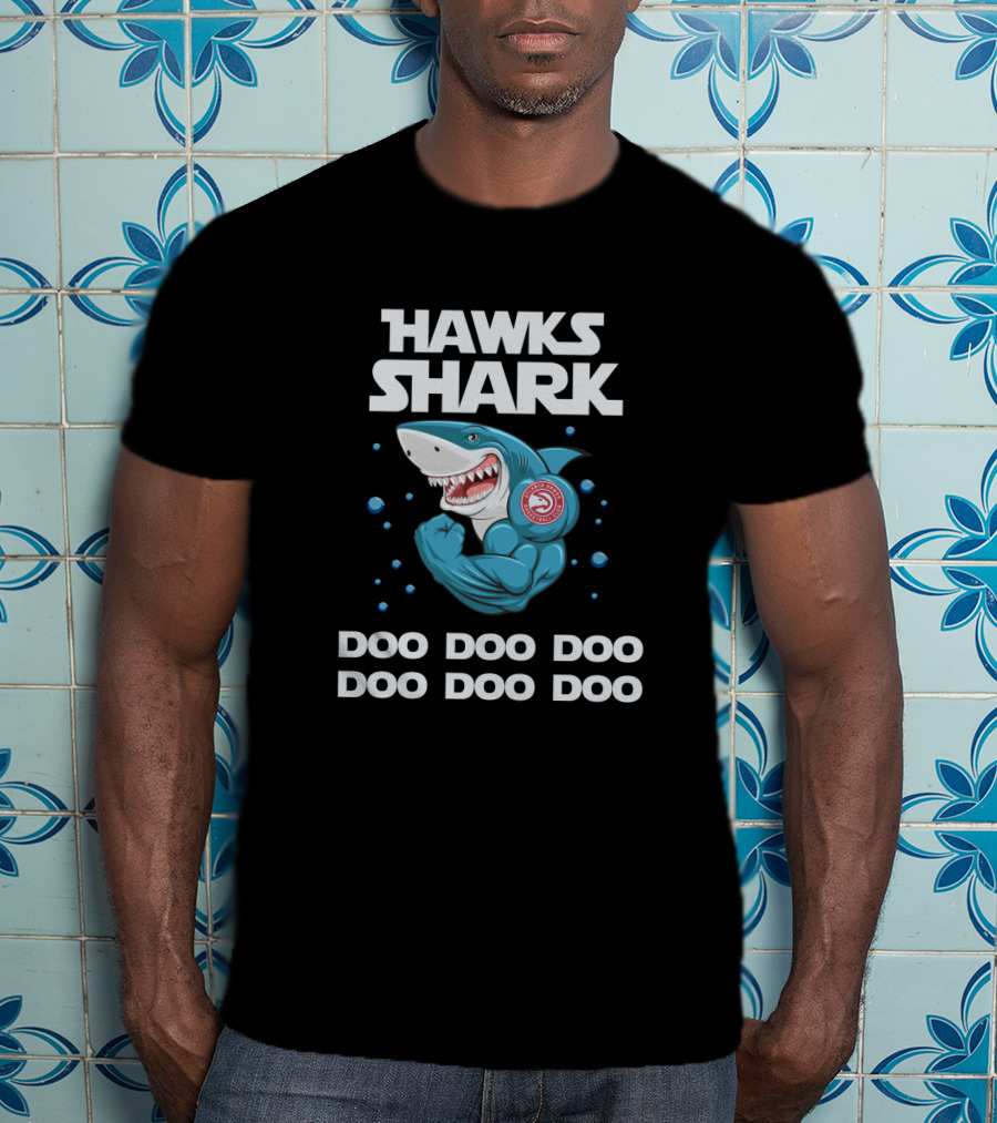 Atlanta Hawks Shark Doo Doo Doo Basketball-Themed Cartoon T-Shirt
