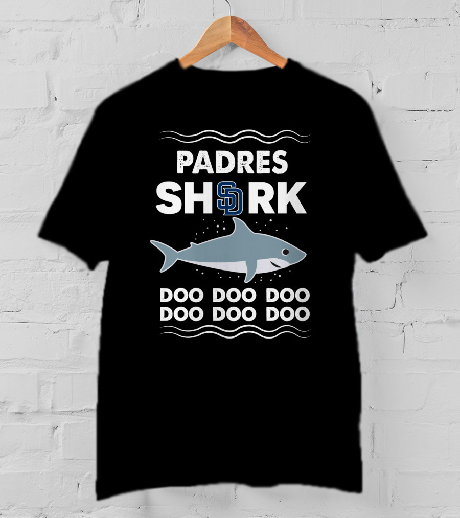 San Diego Padres Shark Doo Doo Doo With SD Logo And Cartoon Shark T-Shirt