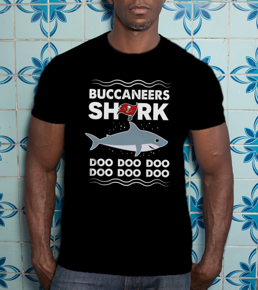 Buccaneers Shark Doo Doo Doo Tampa Bay Theme With Pirate Flag And Shark T-Shirt