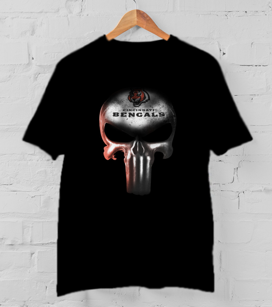 Cincinnati Bengals Punisher Skull NFL Fan Merchandise T-Shirt
