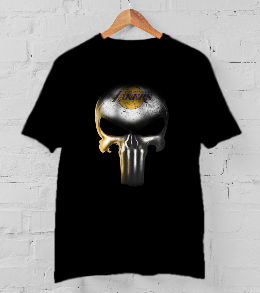 Los Angeles Lakers Logo On The Punisher Skull For Fans T-Shirt