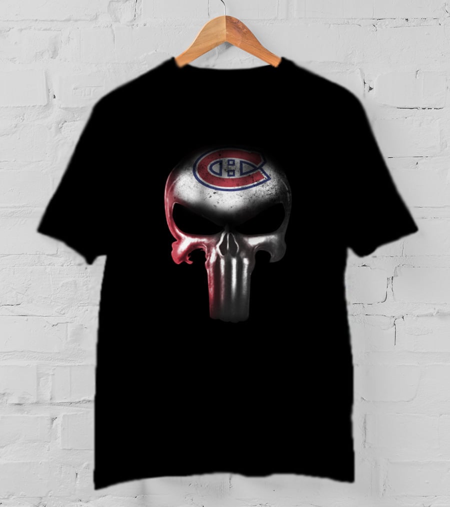 Punisher Skull With Montreal Canadiens Logo For Fans T-Shirt