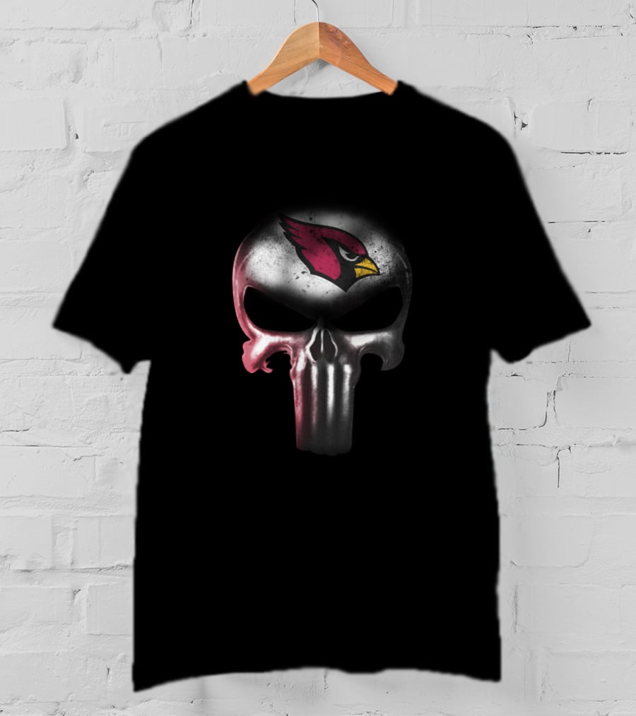 Arizona Cardinals Fan Punisher Skull Logo Fusion T-Shirt