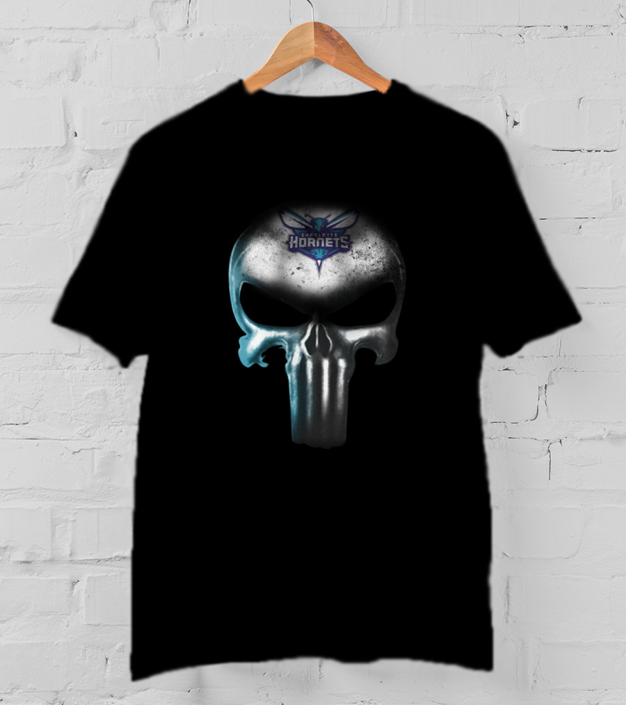 Charlotte Hornets Fans Punisher Skull T-Shirt