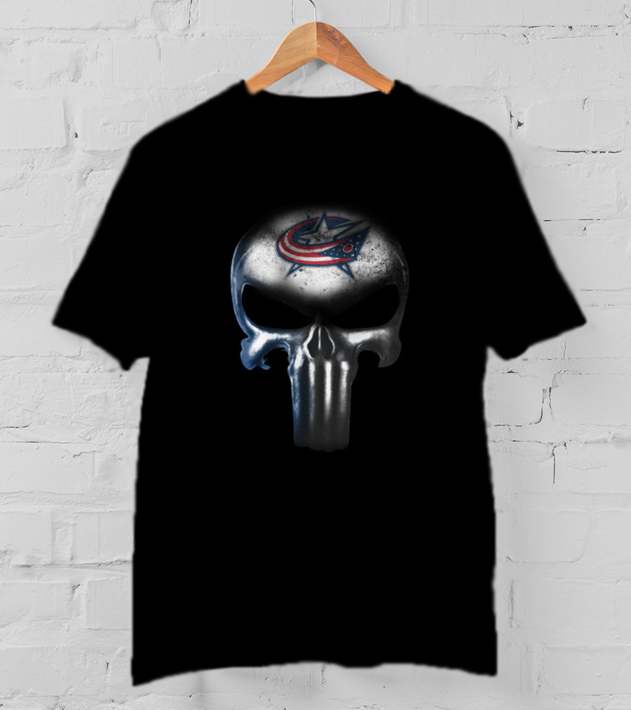 Columbus Blue Jackets Fans Punisher Skull T-Shirt