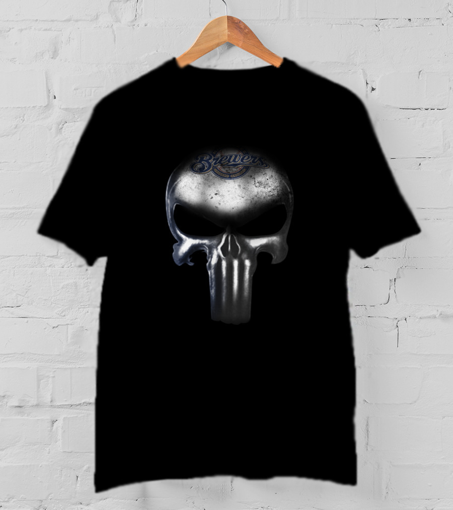 The Punisher Skull Featuring Milwaukee Brewers Logo Fans T-Shirt