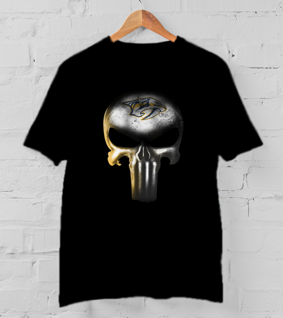 Nashville Predators Fans Punisher Skull Combination With Team T-Shirt