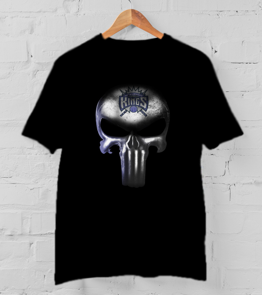 Sacramento Kings Punisher Skull Emblem For Basketball Fans T-Shirt