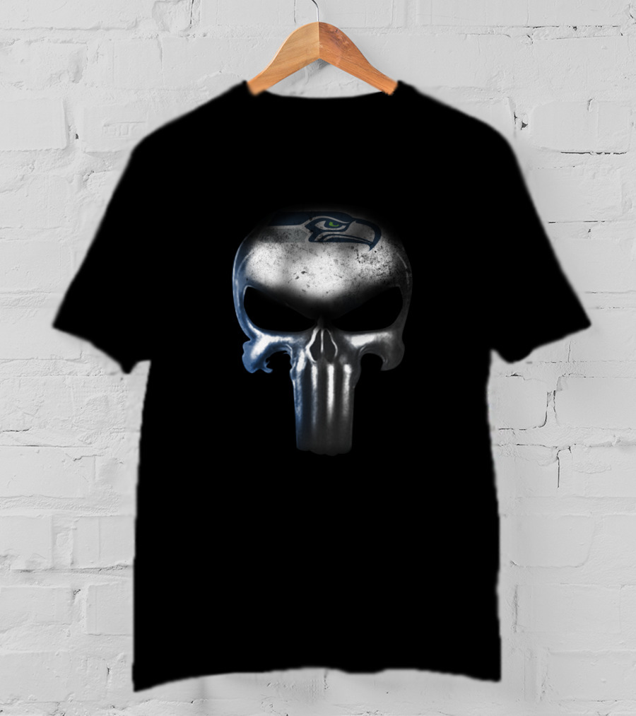 Seattle Seahawks Punisher Skull Design For Fans T-Shirt