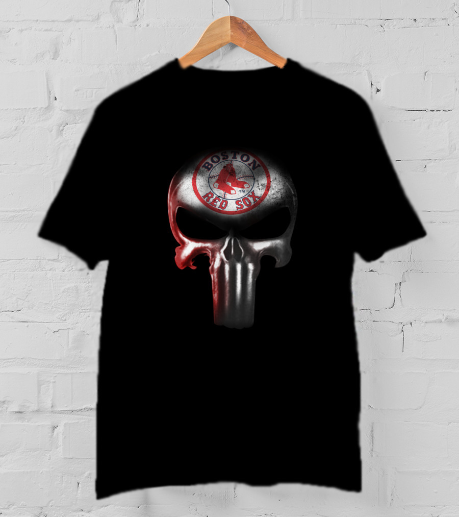 Boston Red Sox Punisher Skull Symbol For Fans T-Shirt