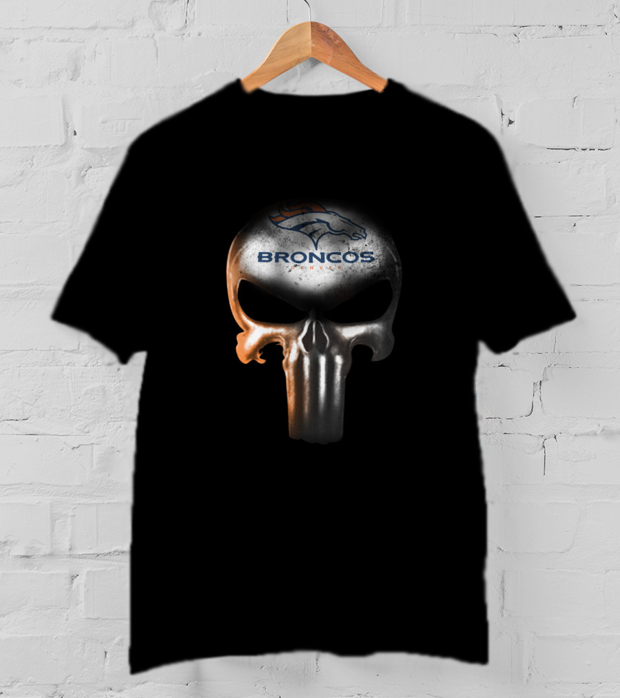 Denver Broncos Fans Unique Skull Design Featuring The Punisher T-Shirt