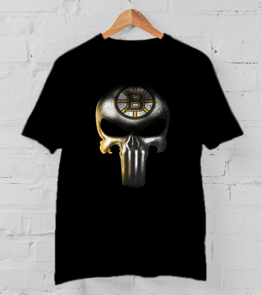 Boston Bruins Punisher Skull Logo Fusion T-Shirt