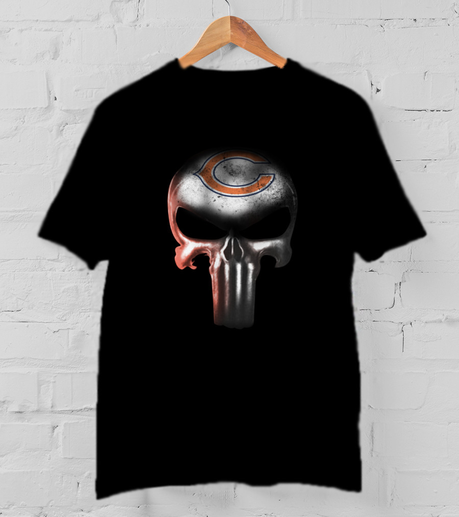 Chicago Bears Punisher Skull Crossover For Fans T-Shirt