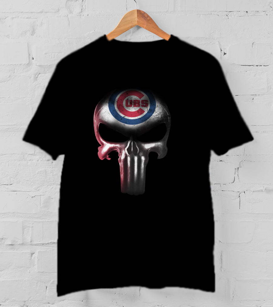 Chicago Cubs Punisher Skull Crossover For Enthusiasts T-Shirt