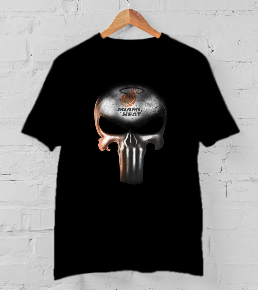 The Punisher Skull With Miami Heat Logo For Fans T-Shirt