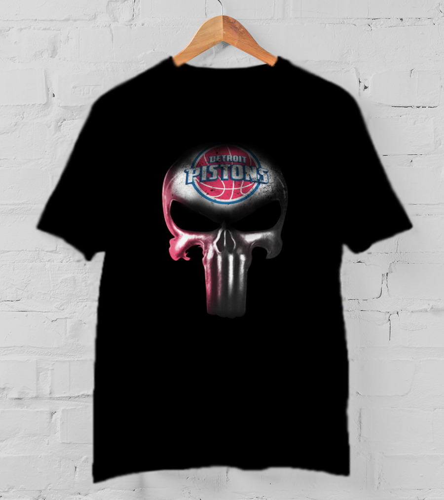 Detroit Pistons Fans Punisher Skull T-Shirt