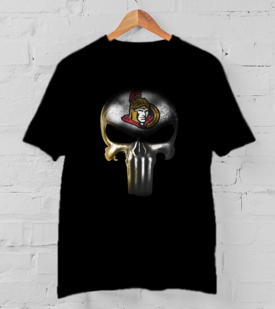 Ottawa Senators Punisher Skull Logo Fan Mashup T-Shirt