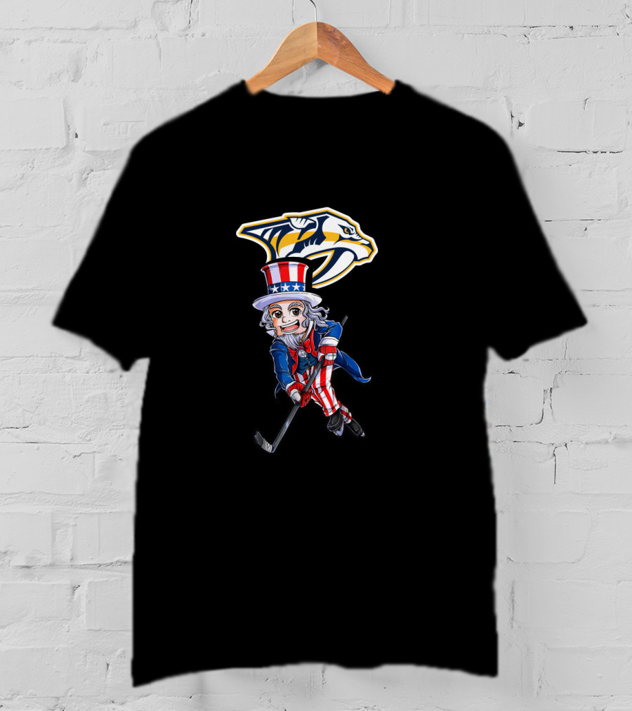 Uncle Sam Hockey With Nashville Predators For 4Th Of July Fans T-Shirt