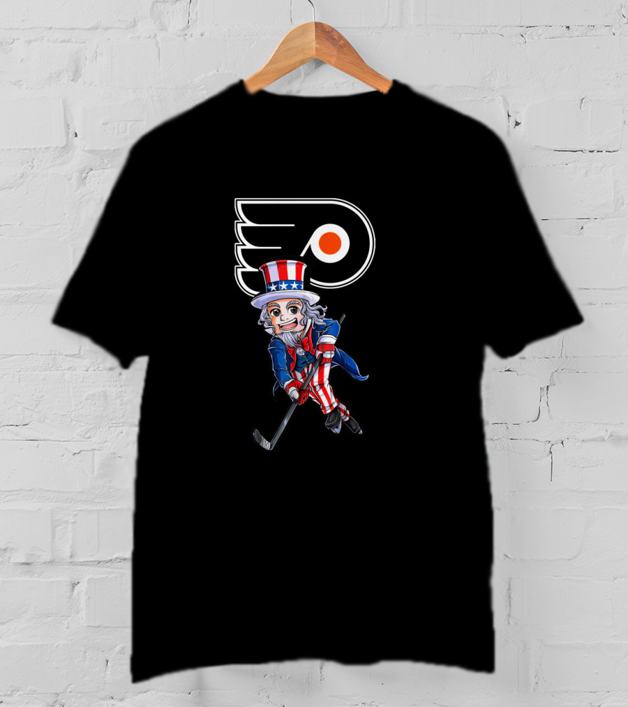Uncle Sam Hockey Philadelphia Flyers 4Th July Fan Patriotic Ice Sports Logan T-Shirt