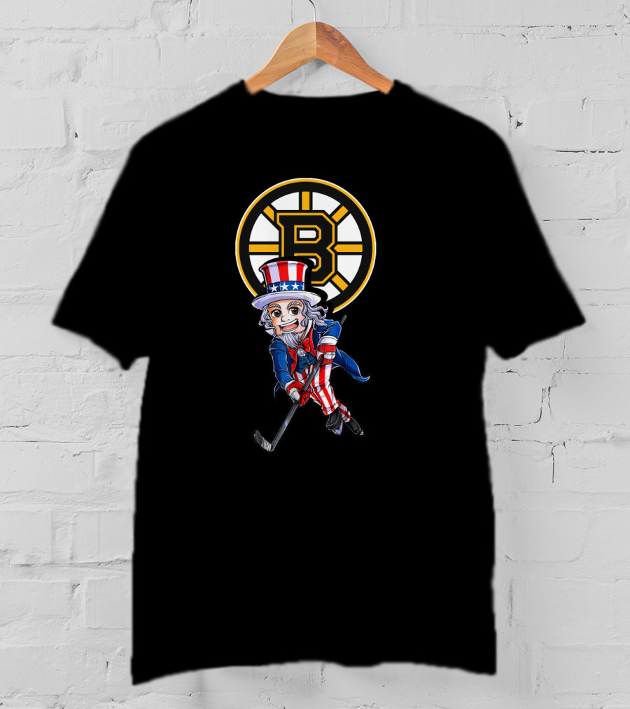 Uncle Sam Boston Bruins Hockey Patriotic 4Th Of July Fans T-Shirt