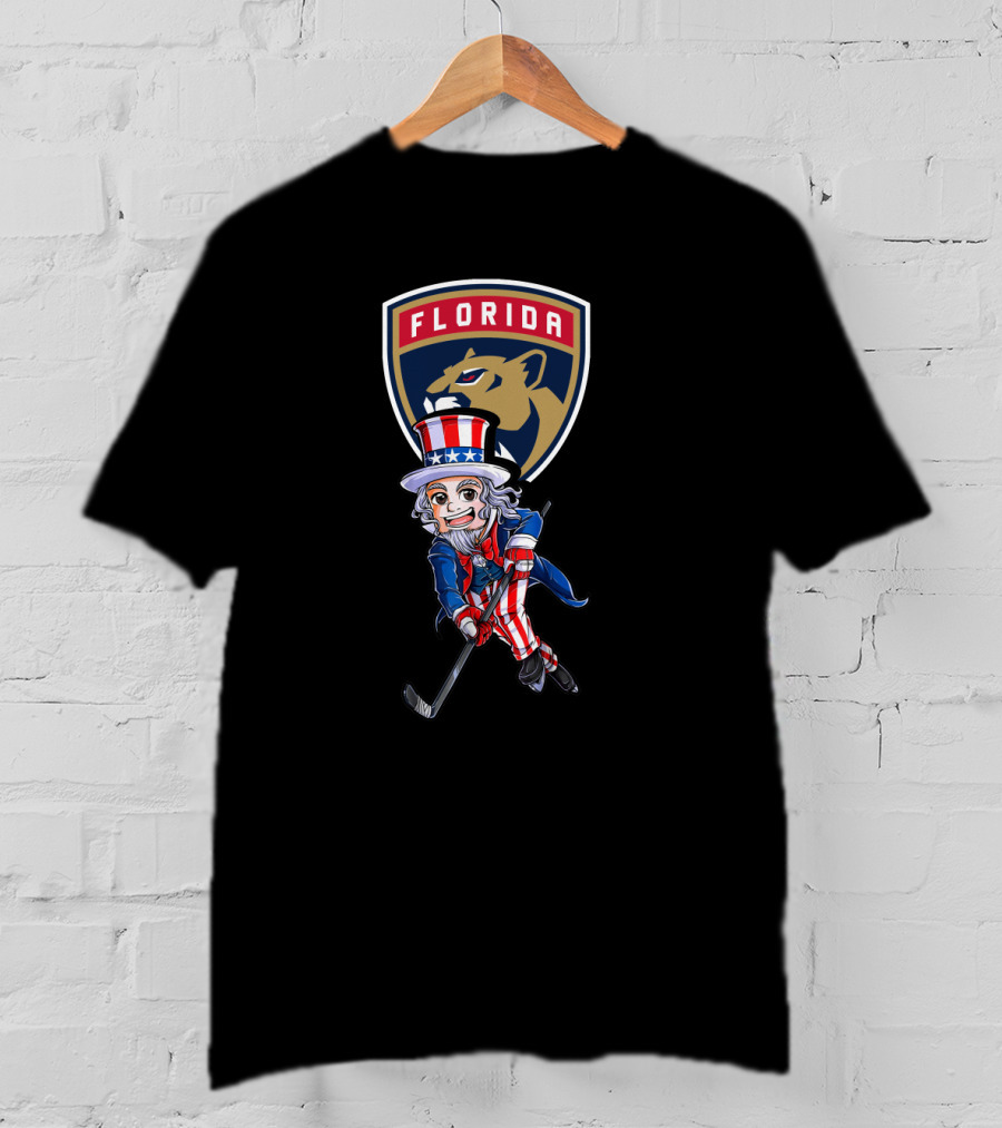 Uncle Sam Hockey With Florida Panthers Logo 4Th Of July T-Shirt