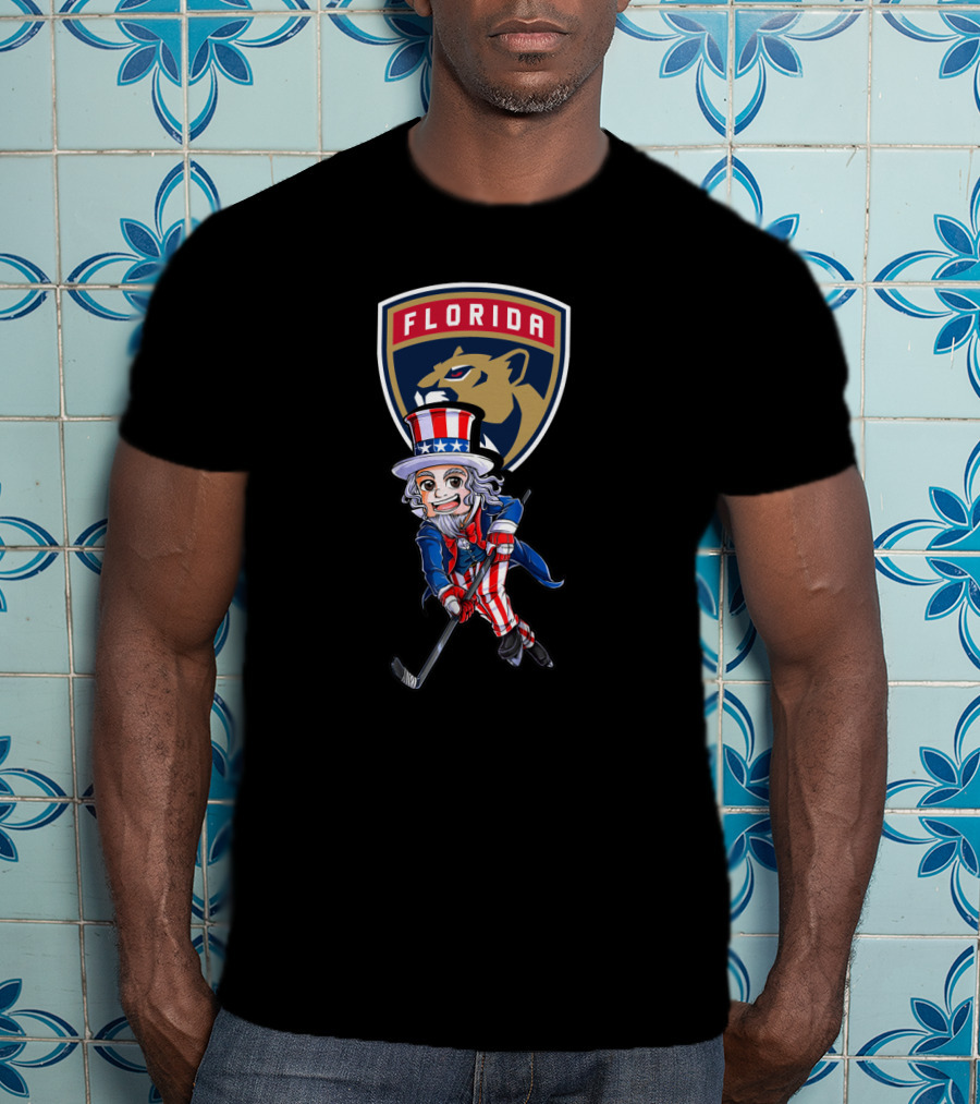 Uncle Sam Hockey With Florida Panthers Logo 4Th Of July T-Shirt