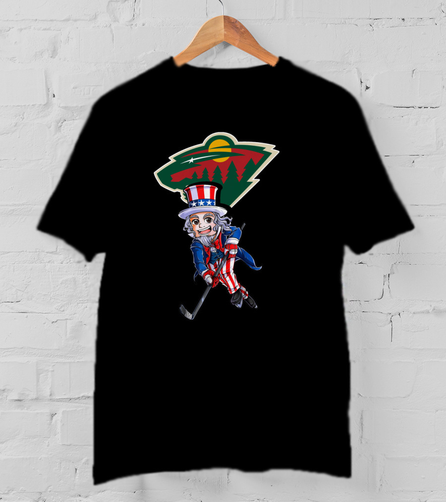 Uncle Sam Hockey With Minnesota Wild For 4Th Of July T-Shirt