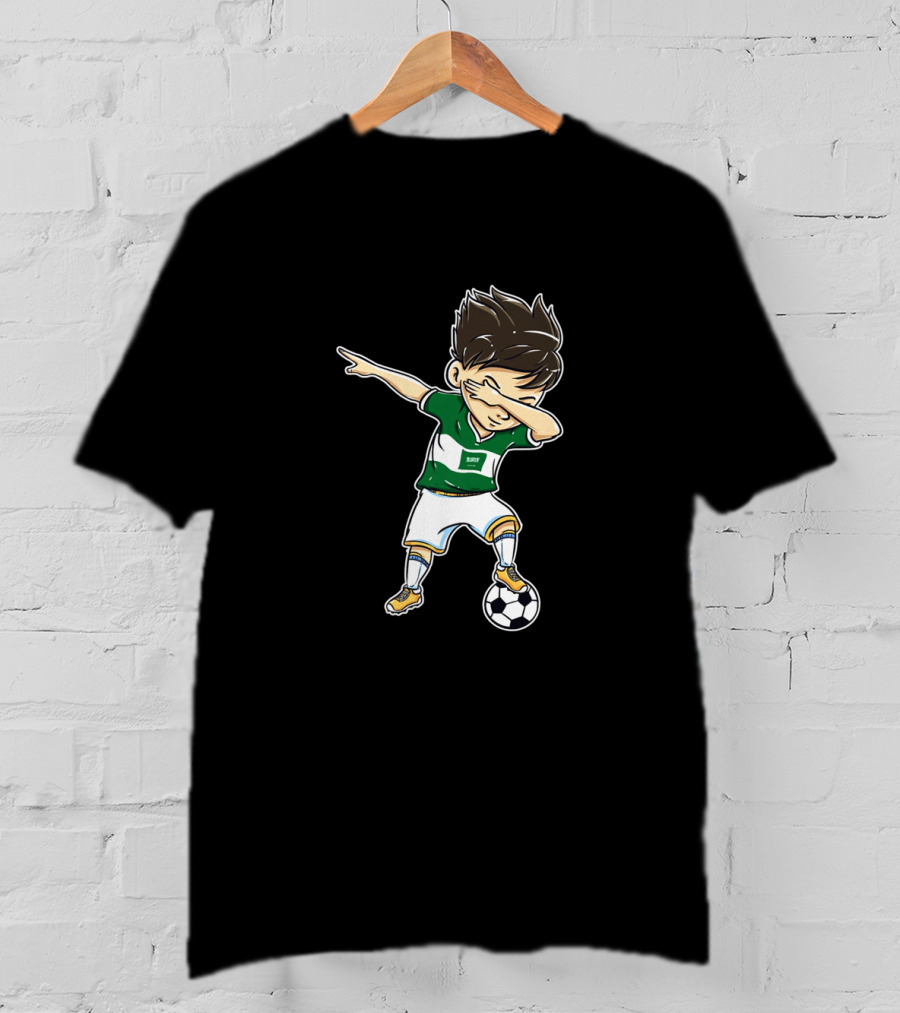 Dabbing Soccer Player In Saudi Arabia Jersey With Football T-Shirt
