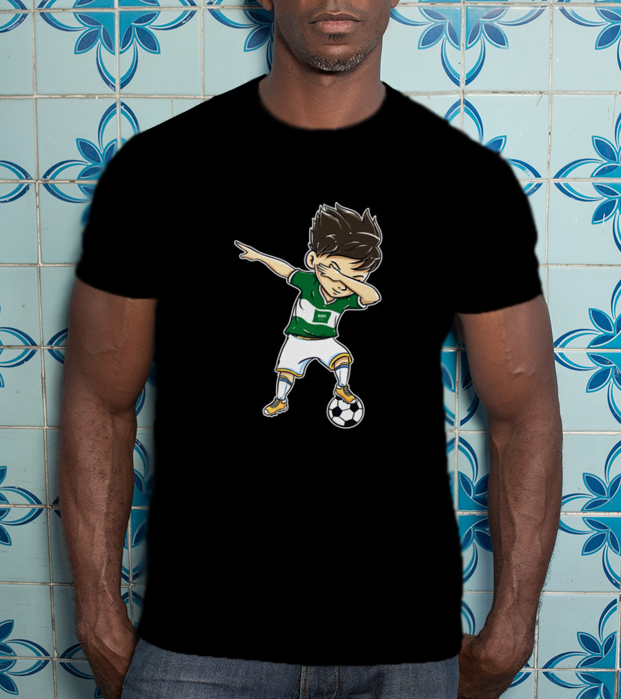 Dabbing Soccer Player In Saudi Arabia Jersey With Football T-Shirt