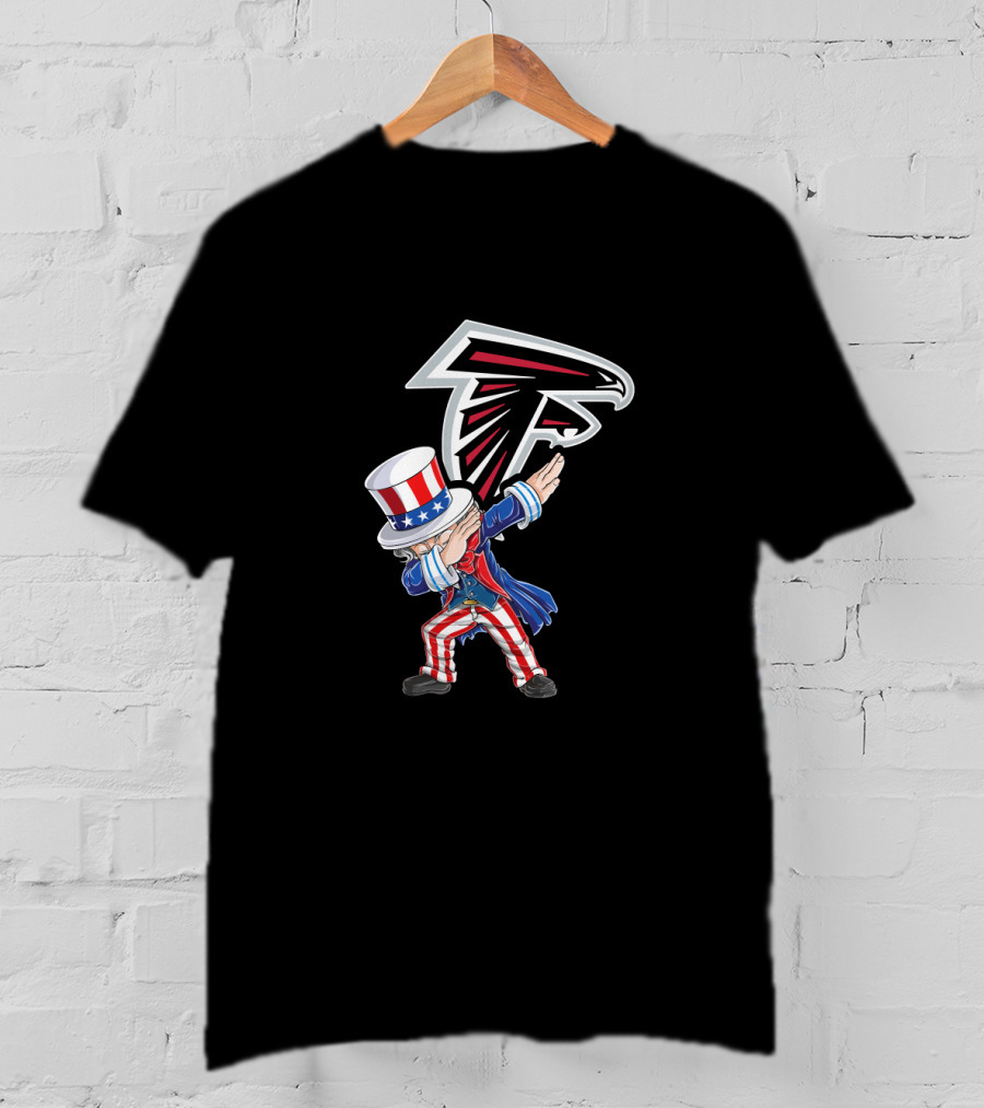 Uncle Sam Dabbing With Atlanta Falcons Emblem For 4Th July Celebrations T-Shirt