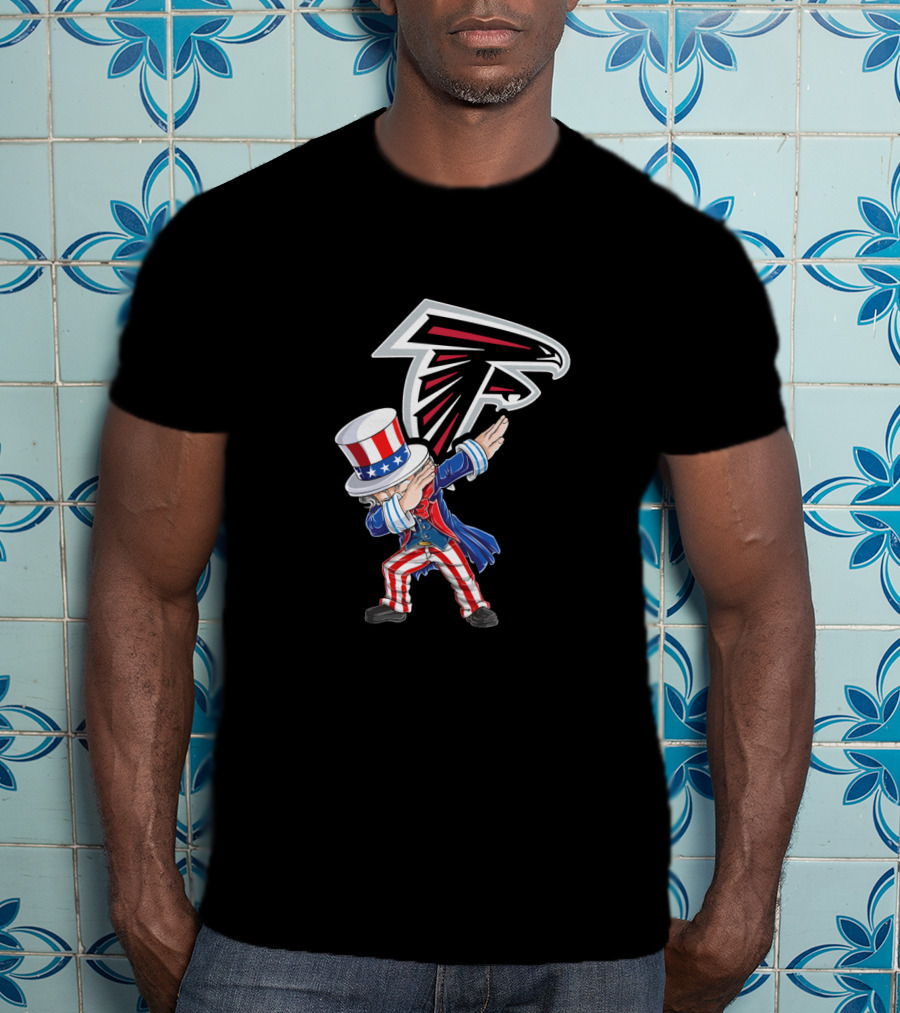 Uncle Sam Dabbing With Atlanta Falcons Emblem For 4Th July Celebrations T-Shirt