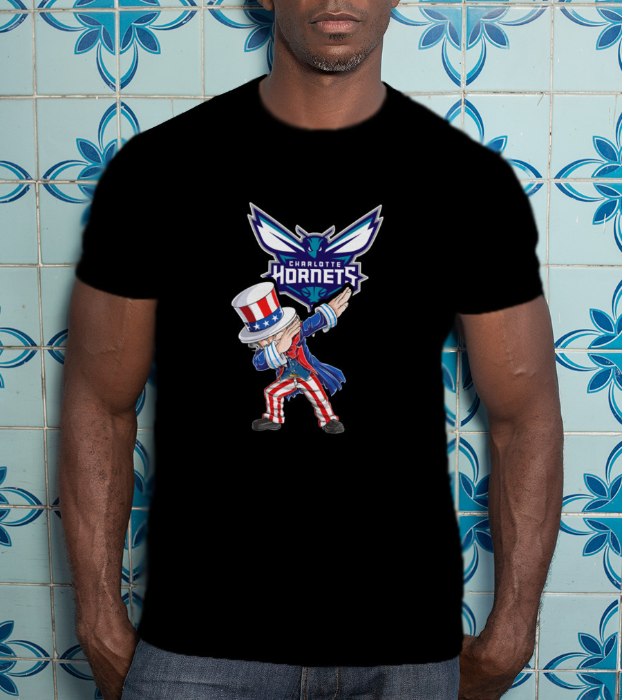 Uncle Sam Dabbing Charlotte Hornets For 4Th Of July Celebration T-Shirt