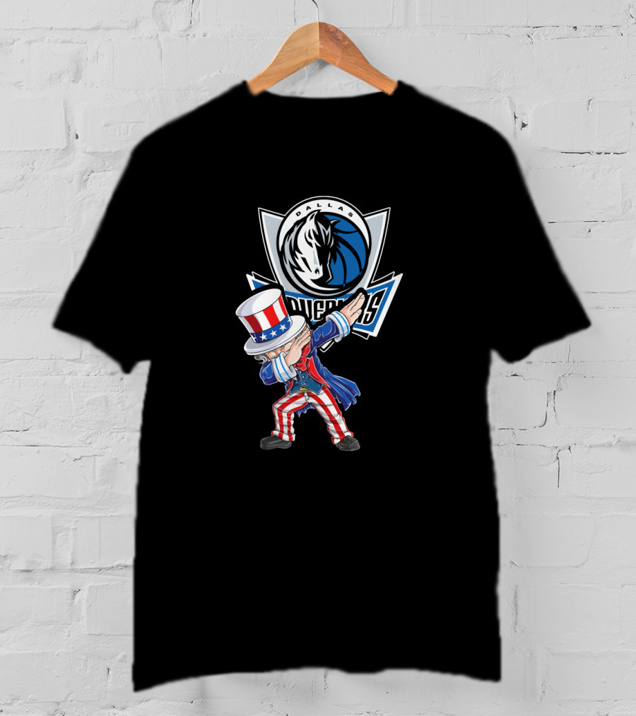 Uncle Sam Dabbing Dallas Mavericks 4Th July Basketball Celebration T-Shirt