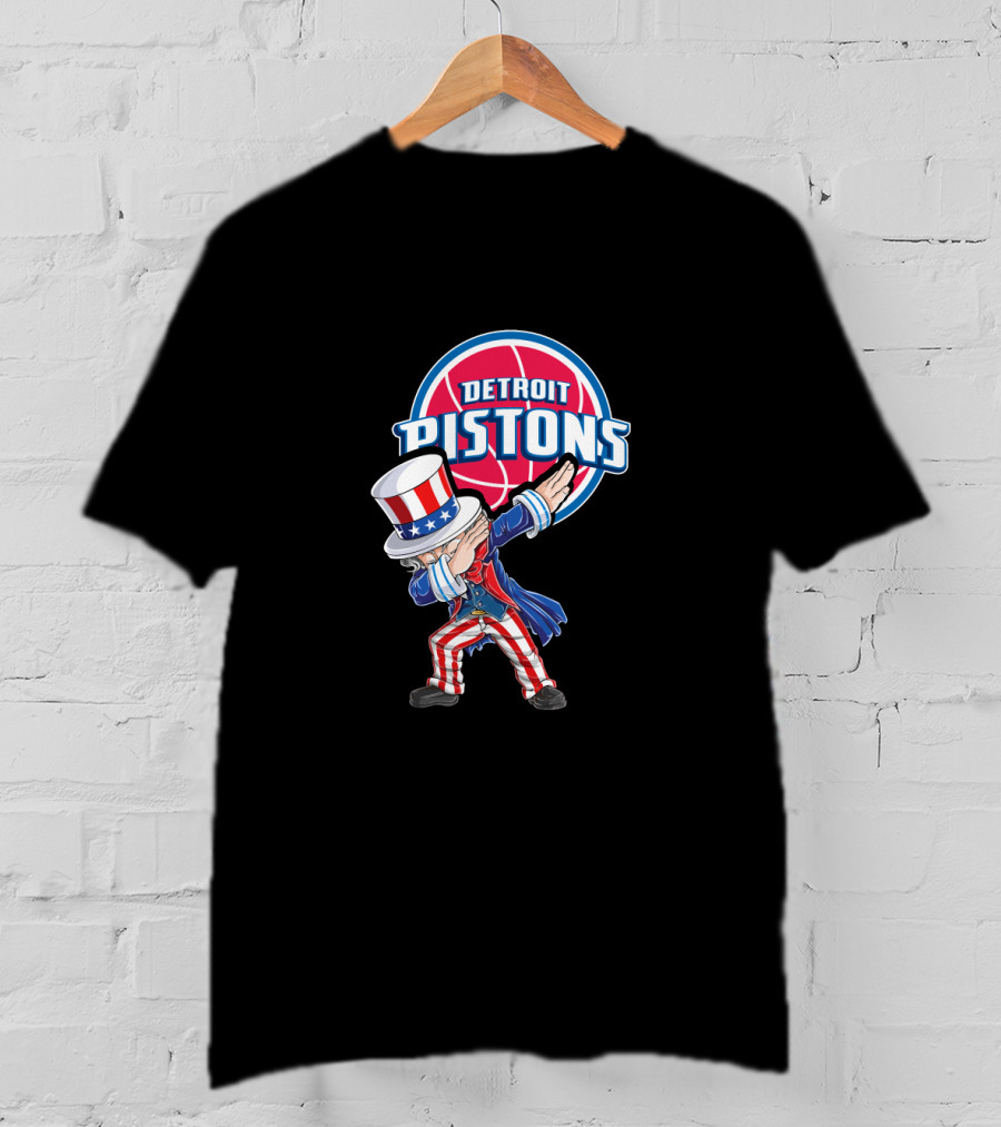 Uncle Sam Dabbing Detroit Pistons 4Th July Basketball Celebration T-Shirt